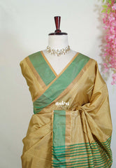 Golden Sand Brown - Arani Semi Silk Saree Muthukattam with Skirt Border - Best for Regular Wear | Temple Visit