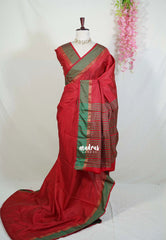 Spicy Red - Arani Semi Silk Saree Muthukattam with Skirt Border - Best for Regular Wear | Temple Visit