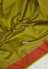 Mehndi Olive Green - Arani Semi Silk Saree Muthukattam with Skirt Border - Best for Regular Wear | Temple Visit