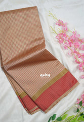 Powder Peach - Arani Semi Silk Saree Muthukattam with Skirt Border - Best for Regular Wear | Temple Visit