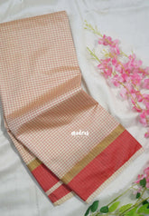 Ivory Beige - Arani Semi Silk Saree Muthukattam with Skirt Border - Best for Regular Wear | Temple Visit