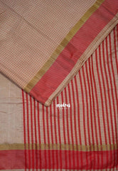 Powder Peach - Arani Semi Silk Saree Muthukattam with Skirt Border - Best for Regular Wear | Temple Visit