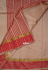 Powder Peach - Arani Semi Silk Saree Muthukattam with Skirt Border - Best for Regular Wear | Temple Visit
