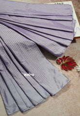 Purple grey - Arani Semi Soft Silk Saree – Kantha stitch temple Lines