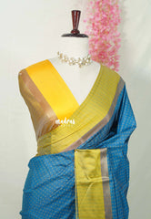 Teal Blue - Arani Semi Silk Saree with Weaving Plus Buttas - Best for Regular Wear | Temple visit