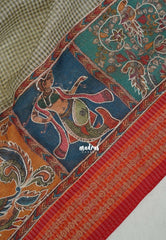 Muted Beige - Shalini - Artisanal Work Super Net Saree with Art Work Border - Best for Festive Wear / Hightea party