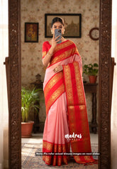 Lotus Peach - Avantika - Semi Mysore silk with Rettapetta Border - Perfect for Festival Wear