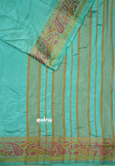 Greenish Blue - Avantika - Soft semi Mysore silk with meenakari thread weaving border