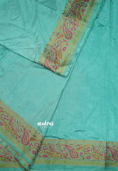 Greenish Blue - Avantika - Soft semi Mysore silk with meenakari thread weaving border
