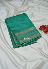 Aqua Green - Avantika - Semi Mysore Silk Saree with Small Mango Border - Perfect for Regular Wear | Office Wear