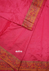 Pink - Avantika - Soft semi Mysore silk with meenakari thread weaving border