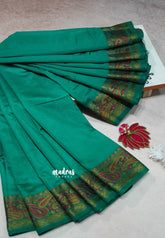 Peacock Green - Avantika - Soft semi Mysore silk with meenakari thread weaving border