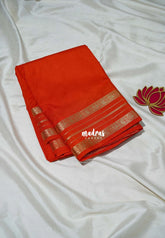 Sunset Orange - Avantika - Semi Mysore Silk Saree with Rettapet Border - Perfect for Regular Wear | Office Wear