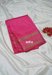 Rose Pink - Avantika - Semi Mysore Silk Saree with Small Mango Border - Perfect for Regular Wear | Office Wear