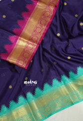 (PRE-BOOKING) Brinjal Purple - Avantika - Semi Mysore silk with Ganga Jamuna Border - Perfect for Festival Wear