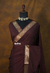 (PRE-BOOKING) Royal Cocoa Brown - Avantika - Semi Mysore silk with small border - Perfect for Festival Wear