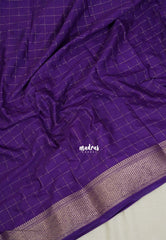Royal Purple - Avantika - Semi Mysore Silk Saree with Checks Weaving and Zari Border - Perfect for Small Functions