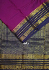 Magenta Purple - Avantika - Semi Mysore Silk Saree with Contrast Traditional Border - Perfect for Small Functions