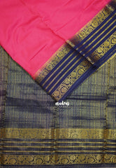 Candy Pink - Avantika - Semi Mysore Silk Saree with Contrast Traditional Border - Perfect for Small Functions