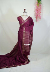 Mulberry Purple - Avantika - Semi Mysore Silk Saree with Tiny Flower Border - Perfect for Small Functions