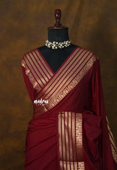 (PRE-BOOKING) Majestic Maroon - Avantika - Semi Mysore silk with traditional mayil border - Perfect for Festival Wear
