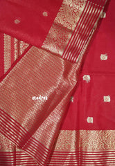 Red - Avantika - Semi Mysore silk buttas with zari border