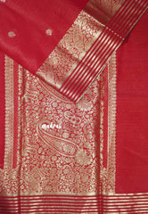 Red - Avantika - Semi Mysore silk buttas with zari border