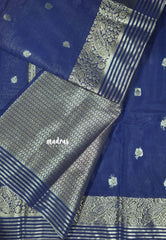 Blue - Avantika - Semi Mysore silk buttas with zari border