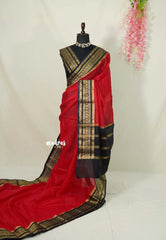 Chilli Red - Avantika - Inspired by Rashmika Mandanna Reception Saree Semi Mysore Silk with Traditional Border - Perfect for Wedding Functions