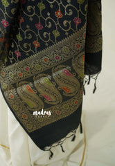 Jet Black - 2 mtr Banarasi Weaving Duppatta - Best for Wedding Funtions | Half Saree