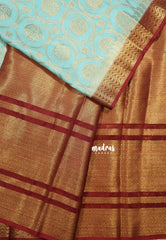 Turquoise blue - Banarasi katan silk full weaving body - Durga