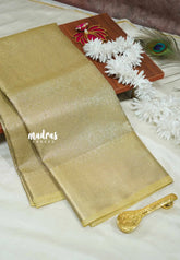Dualshade silver yellow - Durga - Banarasi katan silk jacquard floral weaving
