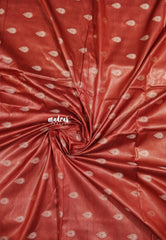 Brick red - Unisex Banarasi Silk Cotton thilagam buttas Fabric – For Men's Kurta, Blouse, Kurti, A-Line Frocks