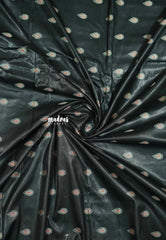 Black - Unisex Banarasi Silk Cotton thilagam buttas Fabric – For Men's Kurta, Blouse, Kurti, A-Line Frocks