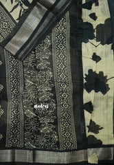 Blended linen cotton chikku and black combo - Design 11