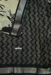 Blended linen cotton chikku and black combo - Design 11