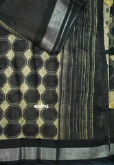 Blended linen cotton chikku and black combo - Design 12