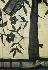 Blended linen cotton chikku and black combo - Design 7