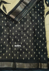 Blended linen cotton chikku and black combo - Design 7