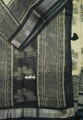 Blended linen cotton chikku and black combo - Design 8