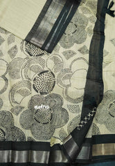 Blended linen cotton chikku and black combo - Design 13