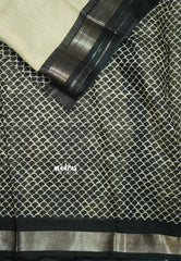 Blended linen cotton chikku and black combo - Design 13