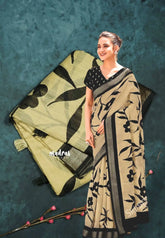 Blended linen cotton chikku and black combo - Design 7