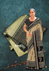 Blended linen cotton chikku and black combo - Design 8