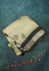 Blended linen cotton chikku and black combo - Design 13