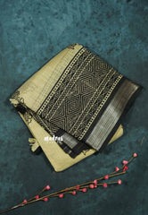 Blended linen cotton chikku and black combo - Design 8