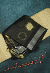 Blended linen cotton chikku and black combo - Design 12