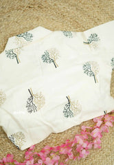 Camric cotton Creamy white Readymade blouse Collar blouse - Design 1