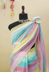 Dreamy Rainbow - Soft Mul cotton candy pop multicolor with No Blouse - Perfect for Office Wear