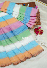 Blue shade - Soft Mul cotton candy pop multicolor without blouse